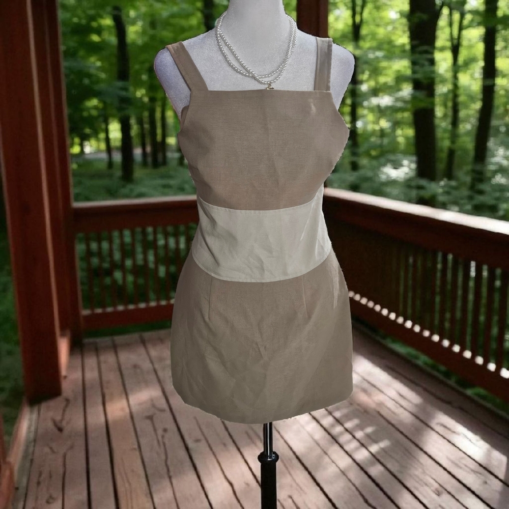 My Michelle Tan and Cream Mini Dress - Picture 2 of 7